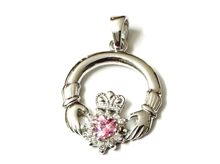 Claddagh Silver Pendant (Pink)