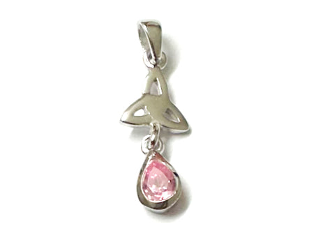 Trinity Knot October Birthstone Pink Cz Earring.