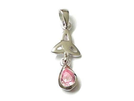 Trinity Knot October Birthstone Pink Cz Earring.