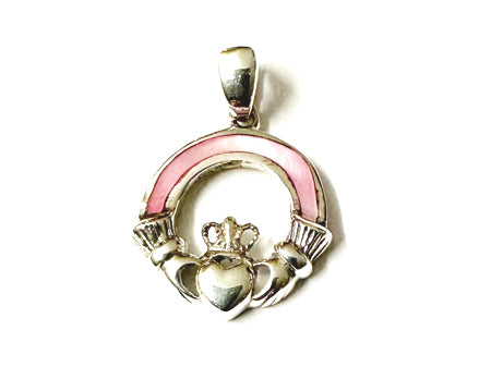 Claddagh Silver Pink MOP Pendant