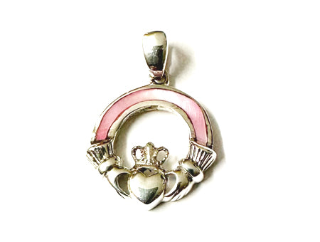 Claddagh Silver Pink MOP Pendant