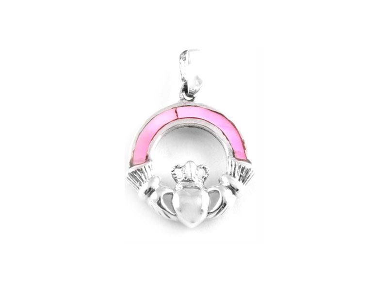 Claddagh Silver Pink MOP Pendant