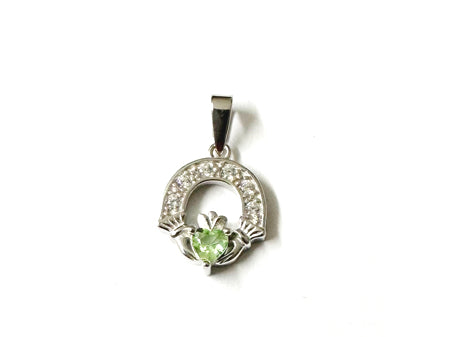 Claddagh Silver Pendant (Peridot)
