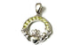 Claddagh Silcer Peridot Cz August BirthStone Pendant