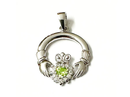 Claddagh Silver Pendant (Peridot)