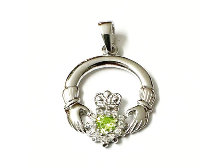 Claddagh Silver Pendant (Peridot)