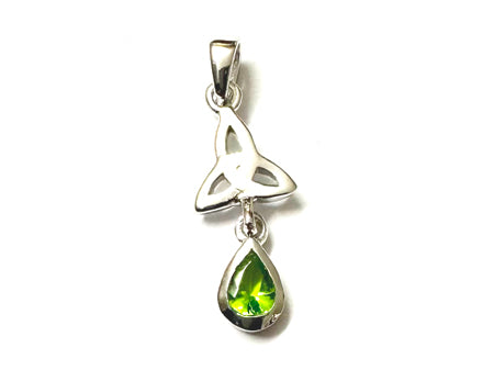 Trinity Knot August Birthstone Peridot Cz Pendant.