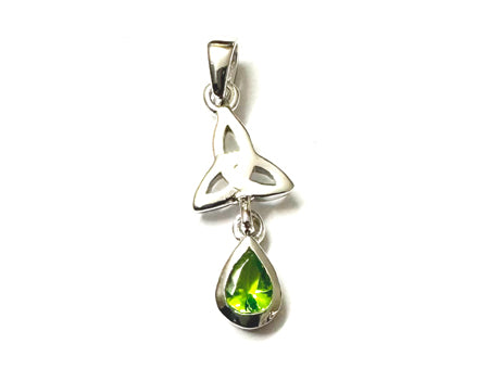 Trinity Knot August Birthstone Peridot Cz Pendant.