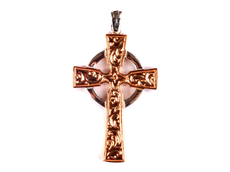 Rose Gold Plated On Silver Cross Pendant