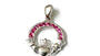 Claddagh Silver Ruby Cz July BirthStone Pendant