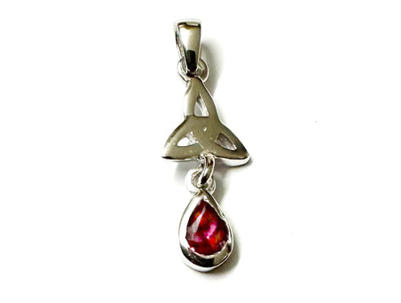 Trinity Knot July Birthstone Ruby Cz Pendant.