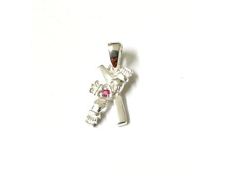 Claddagh Silver Pendant (Ruby)