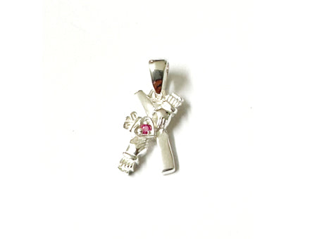 Claddagh Silver Pendant (Ruby)