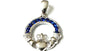 Claddagh Silver Sapphire Cz September BirthStone Pendant