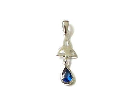 Trinity Knot September Birthstone Sapphire Cz Pendant.