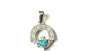 Claddagh Silver Pendant (Topaz Blue)