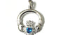 Claddagh Silver Pendant (Topaz Blue)