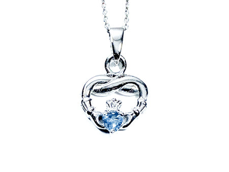 Claddagh Decmber BirthStone Silver Pendant