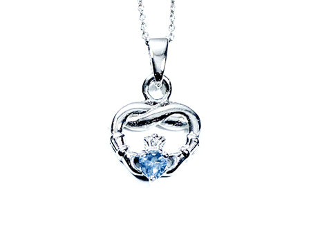 Claddagh Decmber BirthStone Silver Pendant