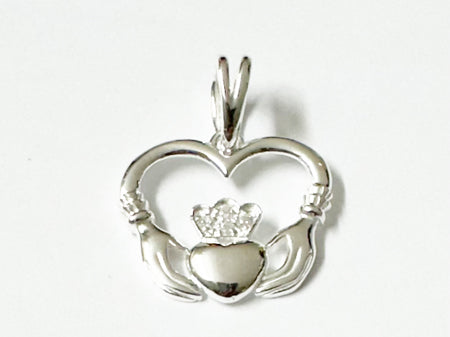 Claddagh Silver Pendant (White)