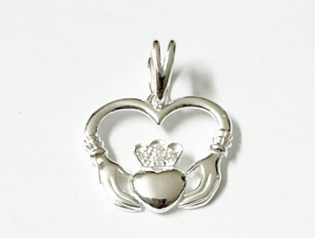 Claddagh Silver Pendant (White)