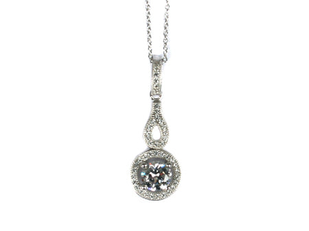 A White Cubic Zirconia Pendant & Chain