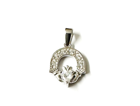 Claddagh Silver Pendant (White)