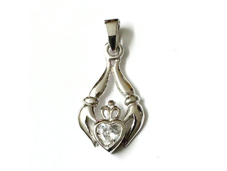 Claddagh Silver Pendant (White)