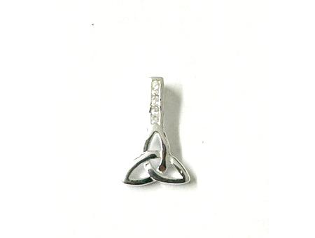 White Cz stone set Silver Trinity Knot Pendant