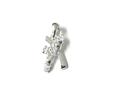 Claddagh Silver Pendant (White)