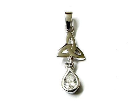 Trinity Knot April Birthstone White Cz Earring.