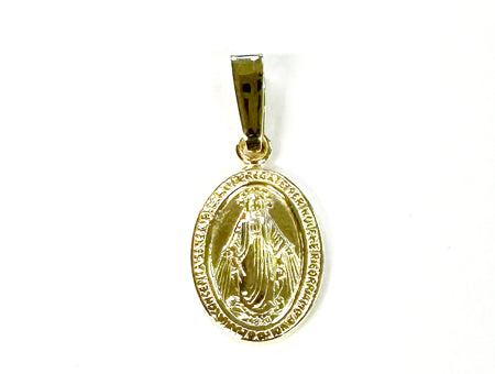Yellow plated Silver Miraculous Medal Pendant