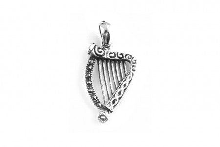 Irish Harp Pendant with Plain Silver