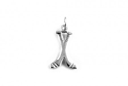 Double Hurling Stick Pendant In Silver