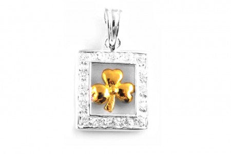 Silver Shamrock Pendant With Gold Plating