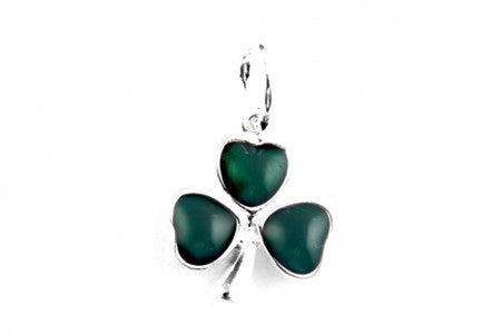 Silver Green Enamel Shamrock Pendant