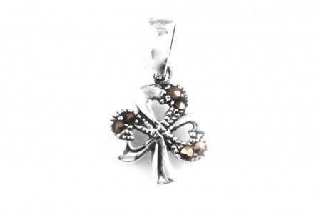 Silver Shamrock Marcasite Pendant