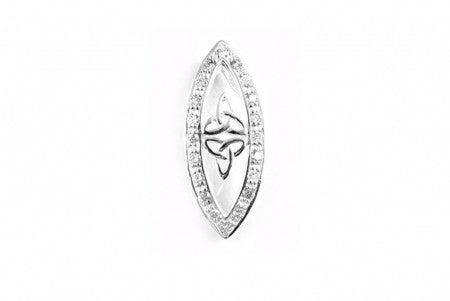 Trinity Knot Silver Pendant With White Cz Stones