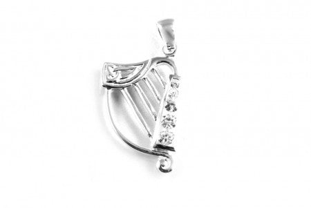 Irish Harp Pendant with White Cubic Zirconia
