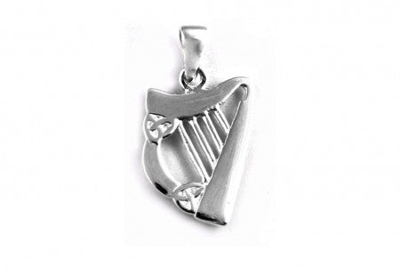 Irish Harp Pendant with Plain Silver