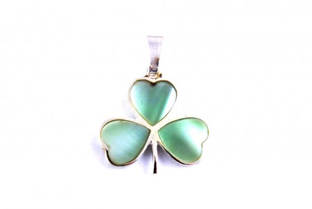 Shamrock Silver Pendant With Green Stones