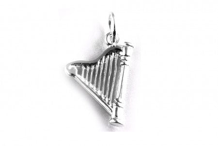 Irish Harp Pendant with Plain Silver