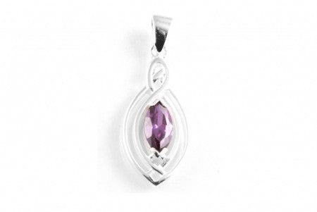 Celtic Silver Pendant With Amethyst Cz Stone