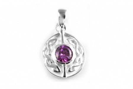 Celtic Pendant with Amethyst Cubic Zirconia Stone