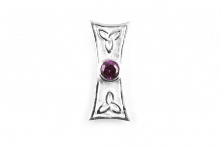 Trinity Knot Silver Pendant With Amethyst Cz Stone