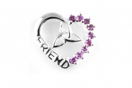 Trinity Knot Silver Friend Pendant With Amethyst Cz Stone