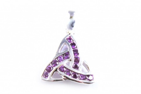 Trinity Knot Silver Pendant With Amethyst Cz Stone