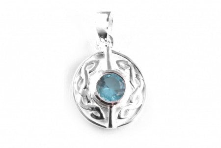 Celtic Pendant with Aquamarine Cubic Zirconia Stone