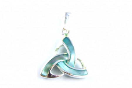 Trinity Knot Silver Pendant With Blue Stone