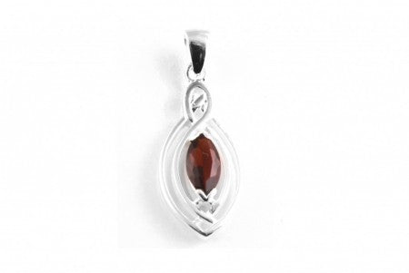 Celtic Silver Pendant With Garnet Cz Stone